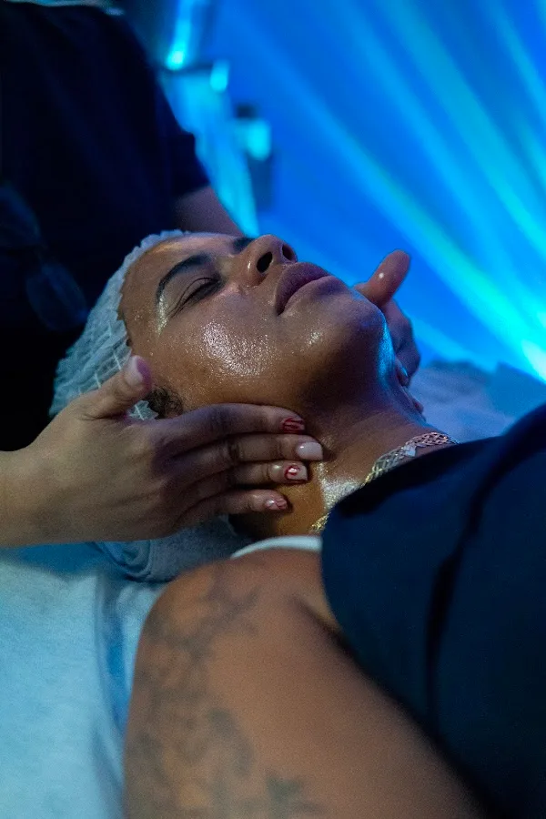 Client receiving a facial treatment at 416Skin Toronto